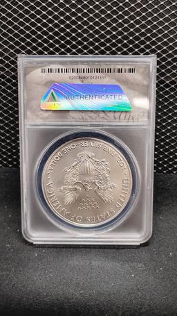 2020-S U.S. $1 SILVER EAGLE COIN - EMERGENCY PRODUCTION ASSISTANCE - A FIRST STRIKE COIN #1515 OF 24