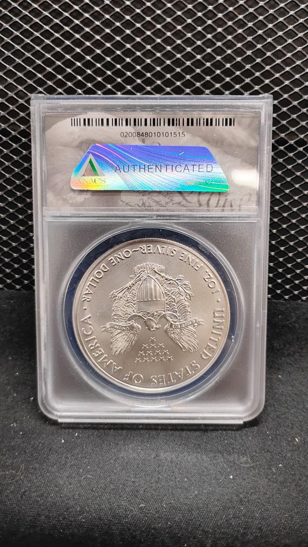 2020-S U.S. $1 SILVER EAGLE COIN - EMERGENCY PRODUCTION ASSISTANCE - A FIRST STRIKE COIN #1515 OF 24