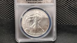 2020-S U.S. $1 SILVER EAGLE COIN - EMERGENCY PRODUCTION ASSISTANCE - A FIRST STRIKE COIN #1515 OF 24