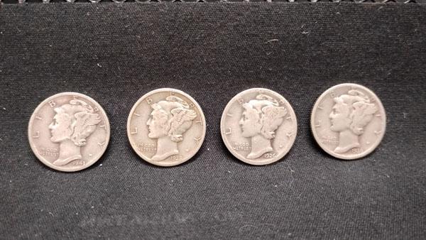 (13) U.S. SILVER MERCURY DIMES 1926-1943 - D MINT OR NO MINT (2) UNKNOWN YEAR
