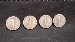 (13) U.S. SILVER MERCURY DIMES 1926-1943 - D MINT OR NO MINT (2) UNKNOWN YEAR