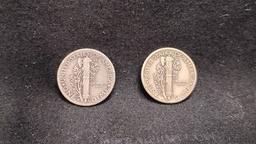 (13) U.S. SILVER MERCURY DIMES 1926-1943 - D MINT OR NO MINT (2) UNKNOWN YEAR
