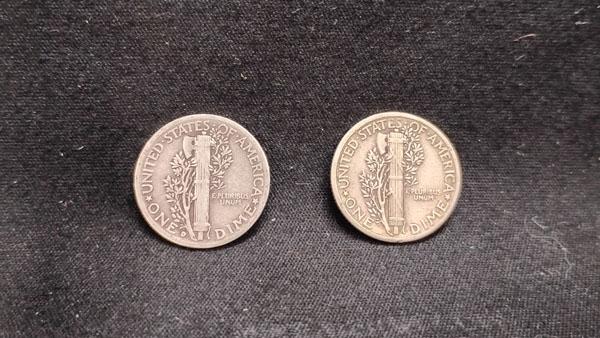 (13) U.S. SILVER MERCURY DIMES 1926-1943 - D MINT OR NO MINT (2) UNKNOWN YEAR