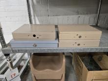 LOT OF CASH BOXES - NO KEYS AND 1 IS MISSING LOCK