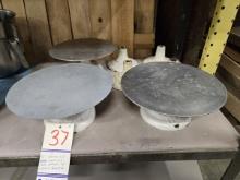 (3) 12" ATECO 612 CAST IRON CAKE STANDS WITH 4 EXTRA BASES