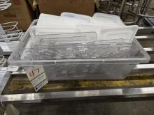 PLASTIC INSERT PAN WITH CAMBRO LIDS AND MISC