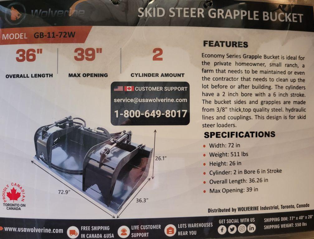 WOLVERINE SKID STEER GRAPPLE BUCKET