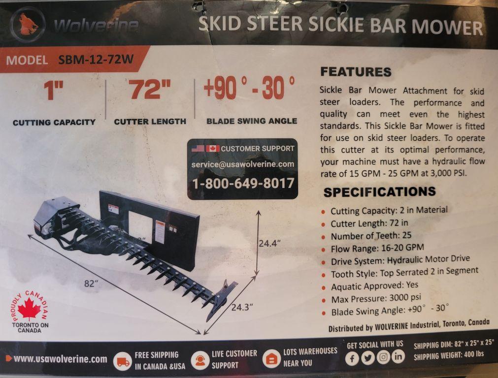 Wolverine Skid Steer Sickle Bar Mower