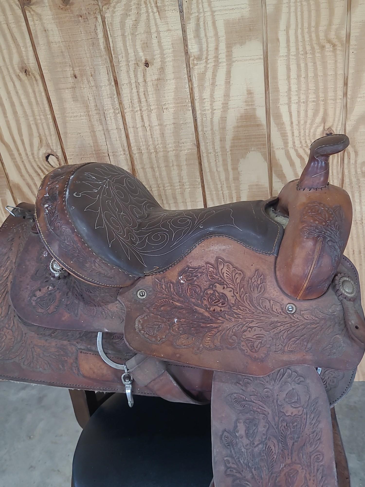All leather saddle made in USA