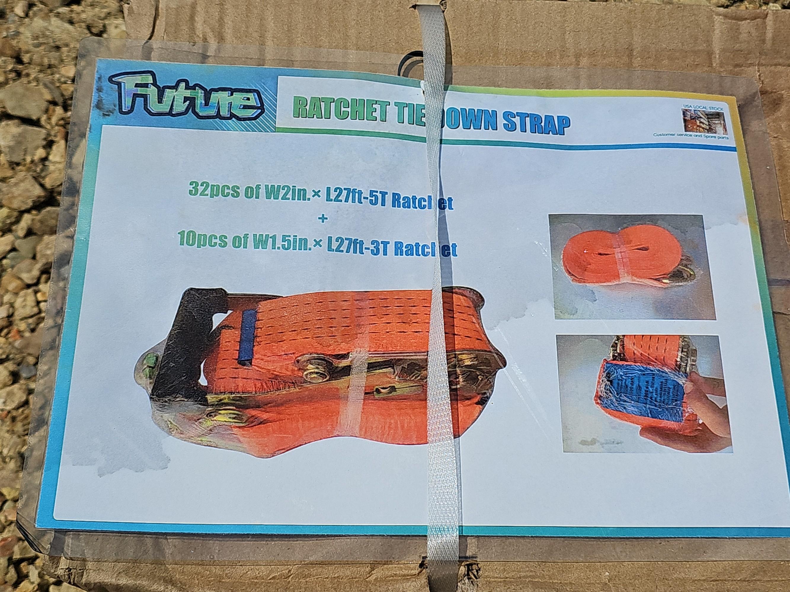 11pc 2” x 27ft Ratchet Strap