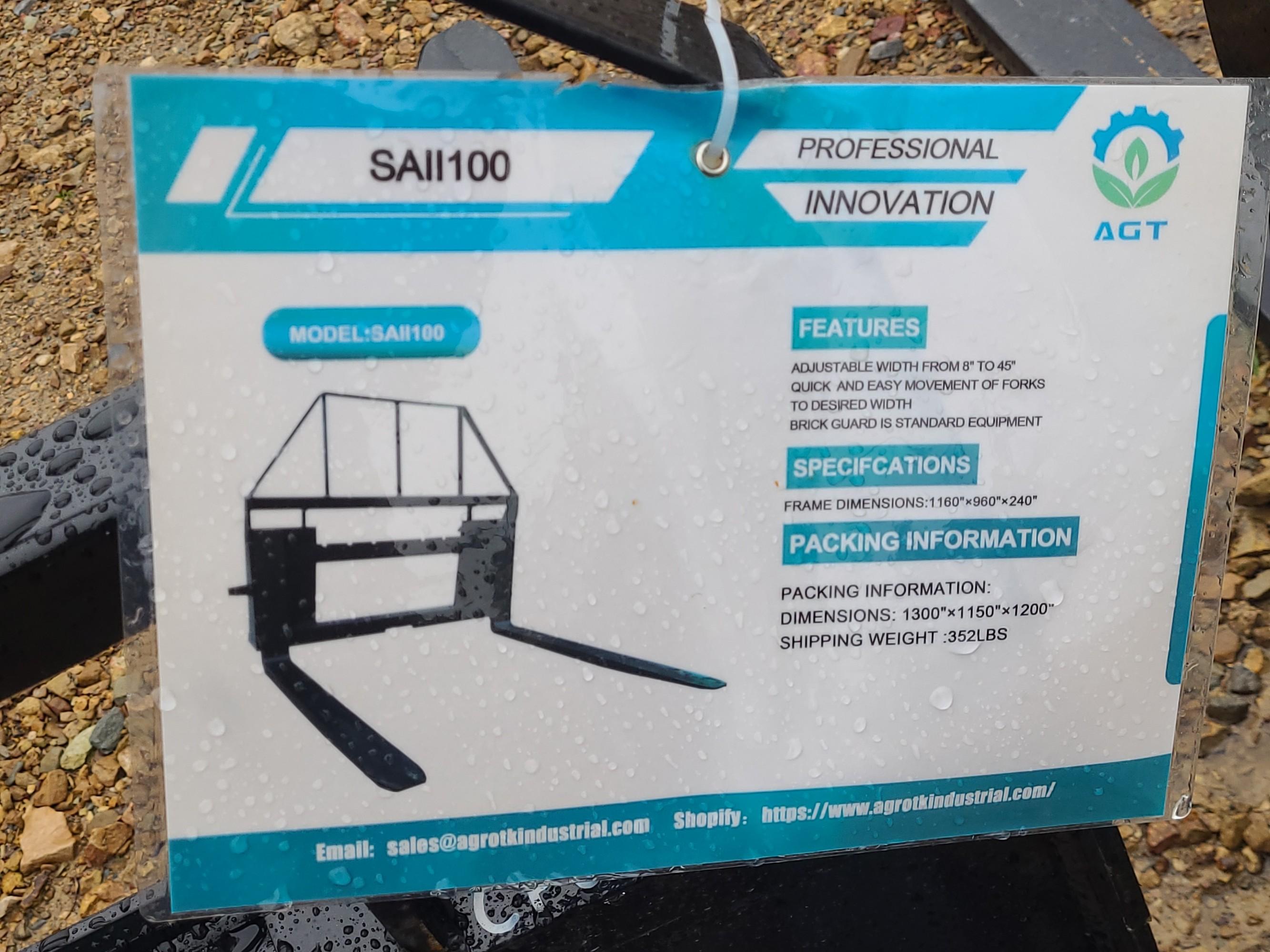 AGT Industrial SAII100 Pallet Forks Skid Steer Attachment