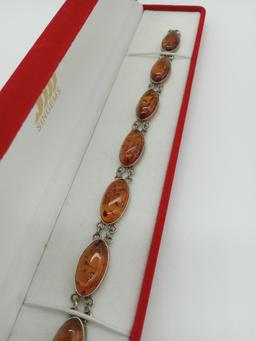 Honey Amber Silver Bracelet