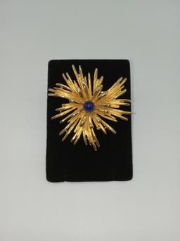 Vintage Starburst Gold Tone Brooch