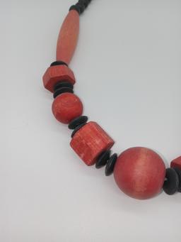 Chunky Vintage Dyed Red and Black Beads