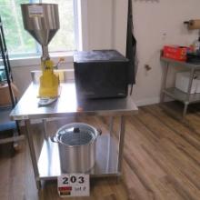 Stainless Steel Table w/Contents: Excaliber Food Dehydrator, Moonshan Manua