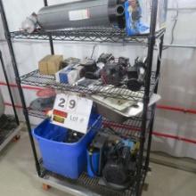 Rack w/Contents:  Water Transfer Pumps, Water Filters, Aeromist Mdl. 60100 1.0 GPM Ma Pressure 1000 