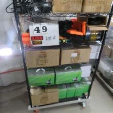 Rack w/Contents:  Muriatic Acid, Misters, Foggers, Stanley Panel Carriers, Water Hoses, Anti-fogging