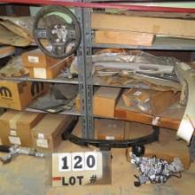 Shelving & Contents:  Rims, Pre-Bent Transmission Lines, Head Lights, Drive Shaft, Transmission Hous