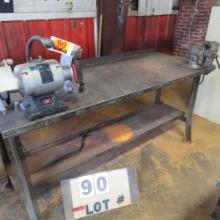 6'x28"x34" Tall Metal Workbench w/4" Vise 1-HP 8" Wilton Bench Grinder