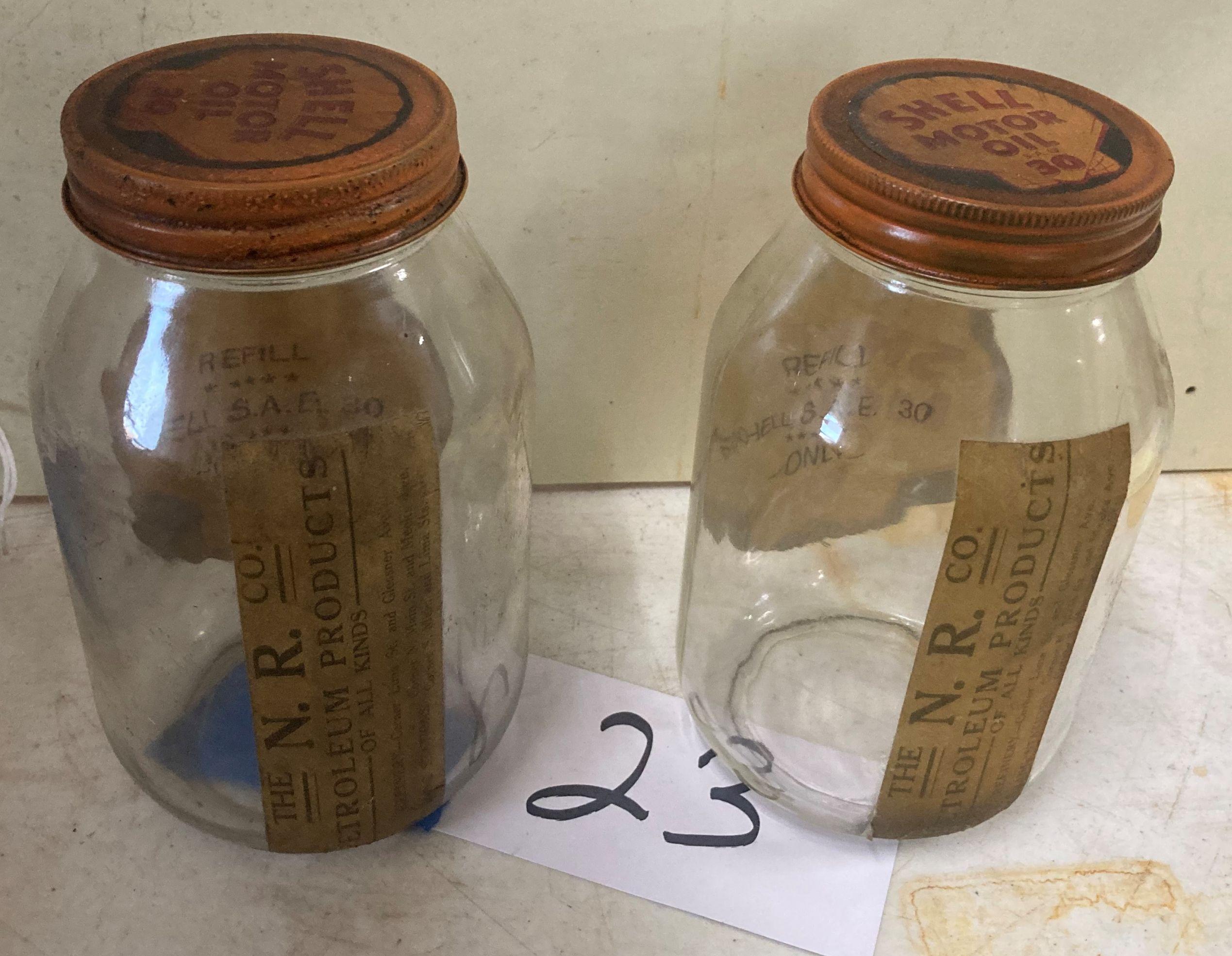 (2) Shell Motor Oil SAE 30 Jars