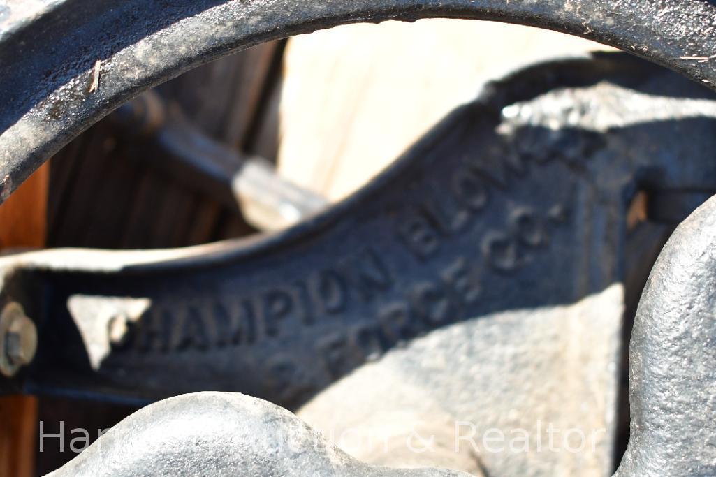 antique Vintage Primitive Champion Blower and Forge Cast Iron Drill Press