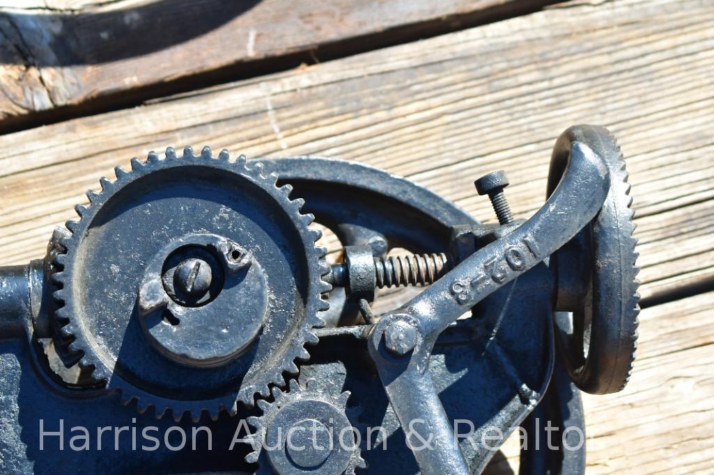 antique Vintage Primitive Champion Blower and Forge Cast Iron Drill Press