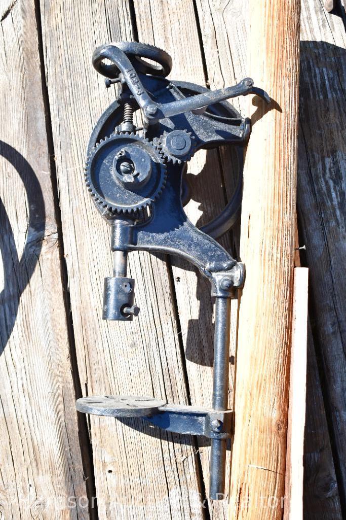 antique Vintage Primitive Champion Blower and Forge Cast Iron Drill Press