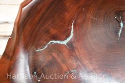 Authentic Native American hand carved wooden bowl with metal display stand