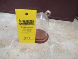 GLASS CLOCHE WITH WOOD BASE