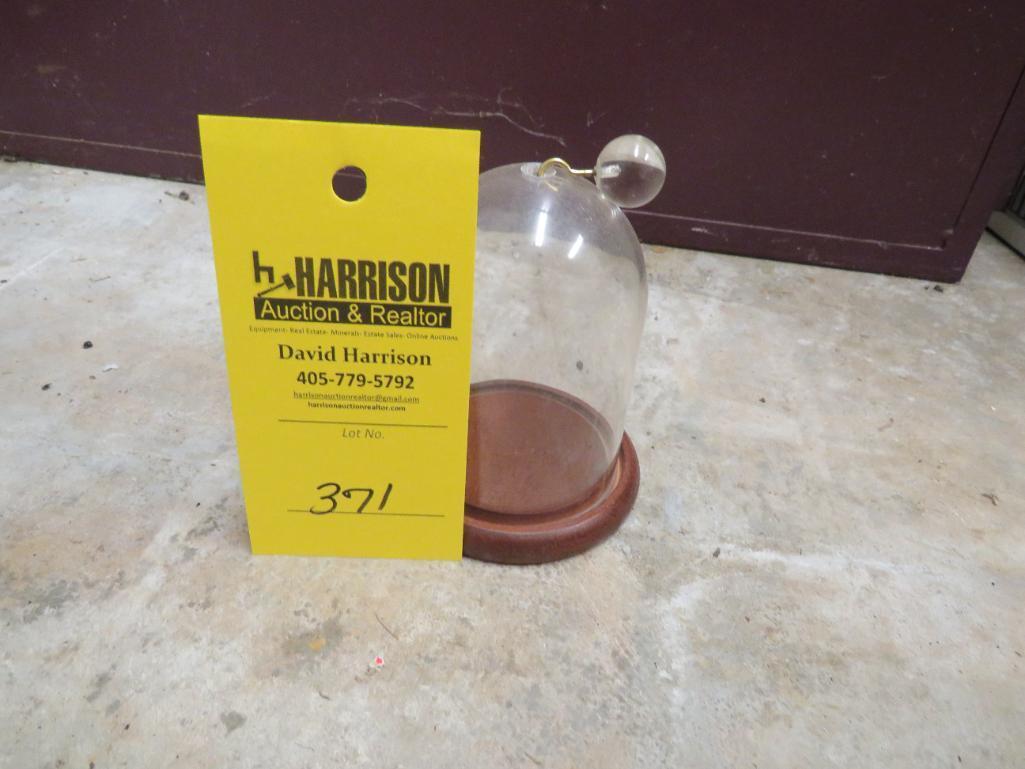 GLASS CLOCHE WITH WOOD BASE