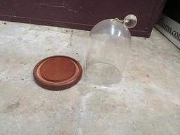 GLASS CLOCHE WITH WOOD BASE