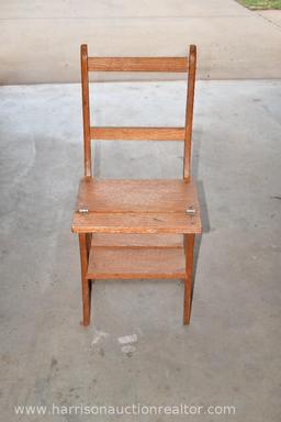 WOODEN CONVERTIBLE STEPLADDER AND CHAIR COMBO