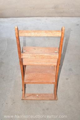 WOODEN CONVERTIBLE STEPLADDER AND CHAIR COMBO