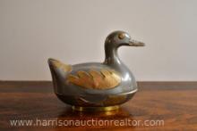 Brass and Metal Duck-Shaped Lidded Box