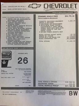 1991 Chevrolet Corvette Convertible. 29,041 actual miles as stated on title