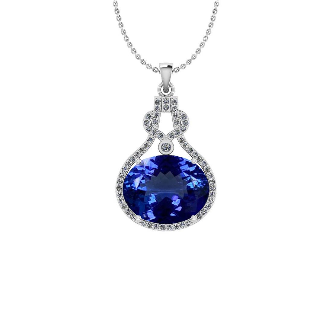 Certified 8.62 Ctw VS/SI1 Tanzanite And Diamond 14K White Gold Pendant Necklace