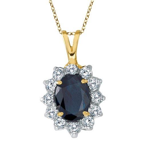 Blue Sapphire and Diamond Accented Pendant 14k Yellow Gold 1.70ctw