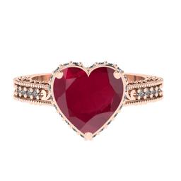 3.04 Ctw SI2/I1 Ruby and Diamond 14K Rose Gold Engagement Ring