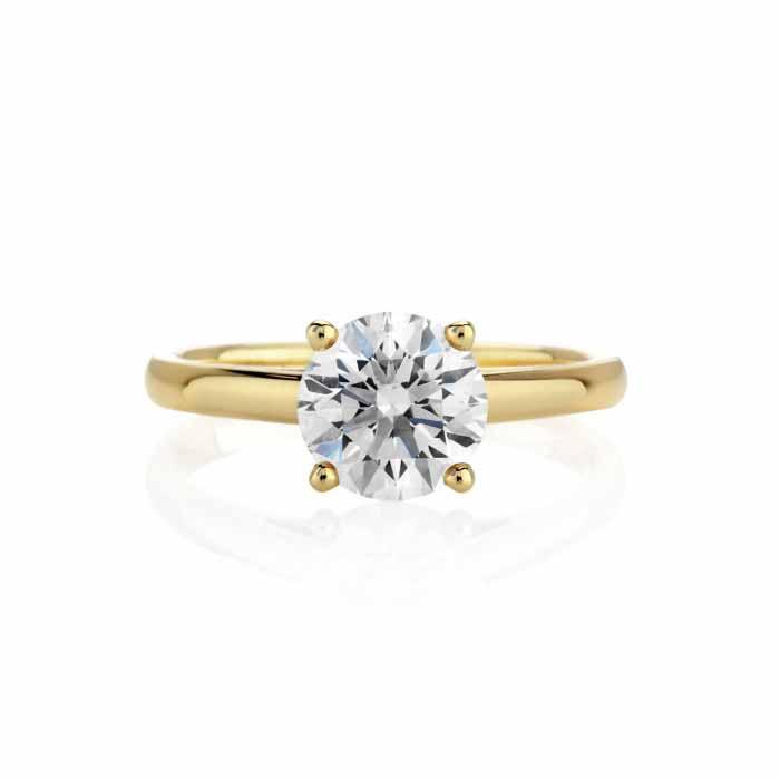 CERTIFIED 0.91 CTW G/SI2 ROUND DIAMOND SOLITAIRE RING IN 14K YELLOW GOLD