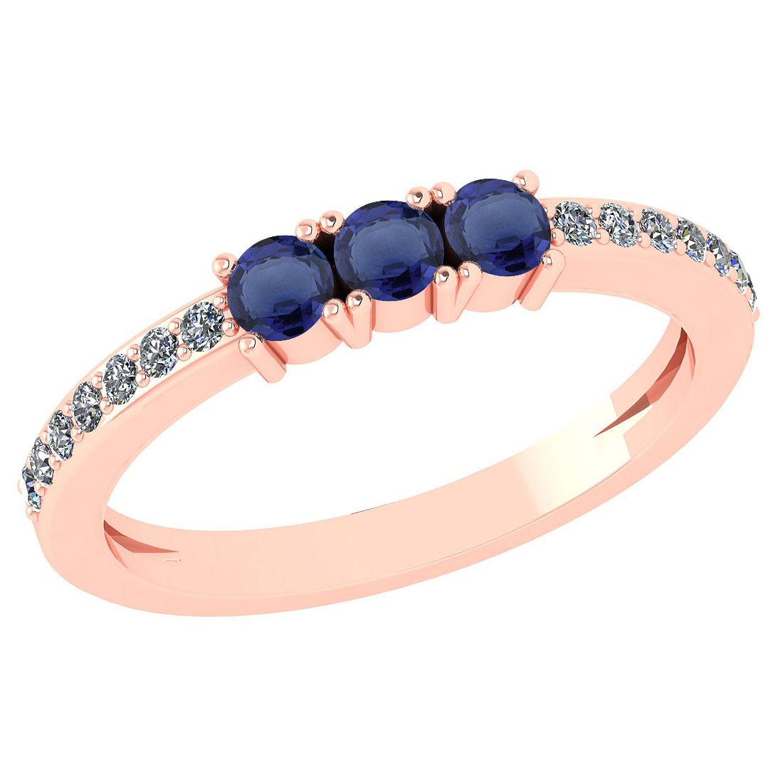 Certified 0.23 Ctw Blue Sapphire And Diamond 14k Rose Gold Halo Ring