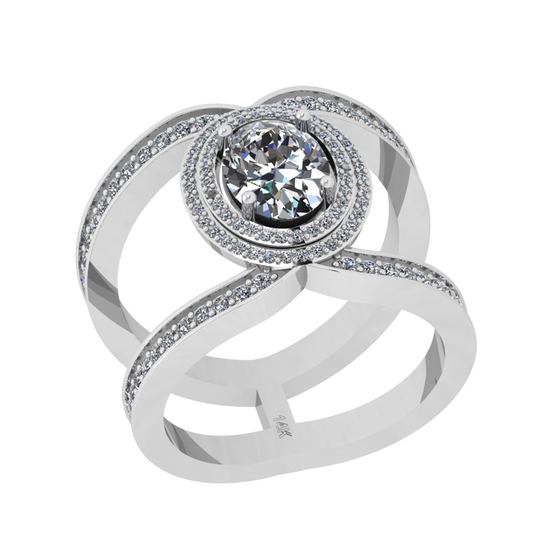 2.30 Ctw SI2/I1 Diamond 14K White Gold Bridal Wedding Halo Ring