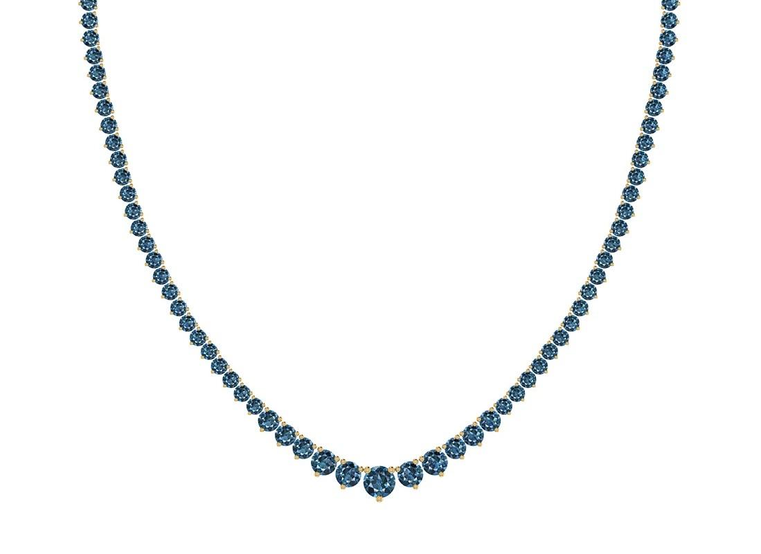 5.63 Ctw i2/i3 Treated Fancy Blue Diamond 14K Yellow Gold Necklace