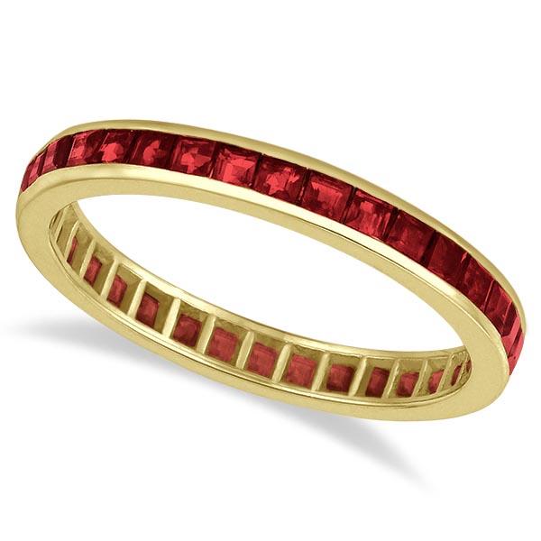 Princess-Cut Garnet Eternity Ring Band 14k Yellow Gold 1.20ctw