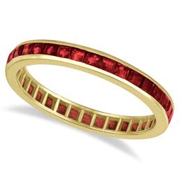 Princess-Cut Garnet Eternity Ring Band 14k Yellow Gold 1.20ctw