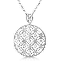 Drilled Set Diamond Circle Pendant Necklace 14k White Gold 1.25ctw