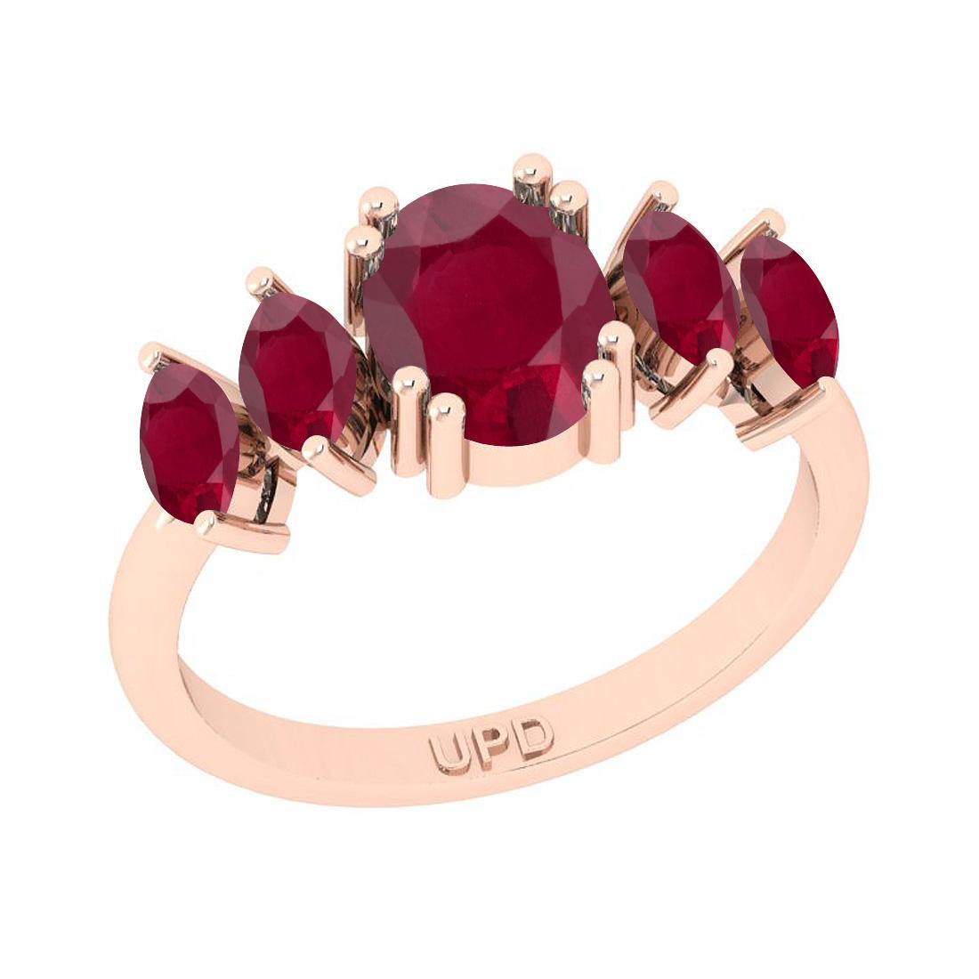 1.65 Ctw Ruby 14K Rose Gold Five Stone Ring