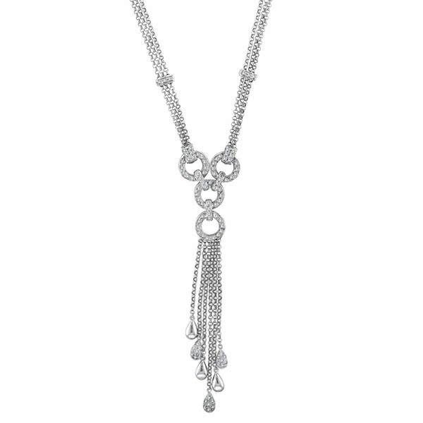 Designer Diamond Necklace in 14k White Gold 1.10 ctw