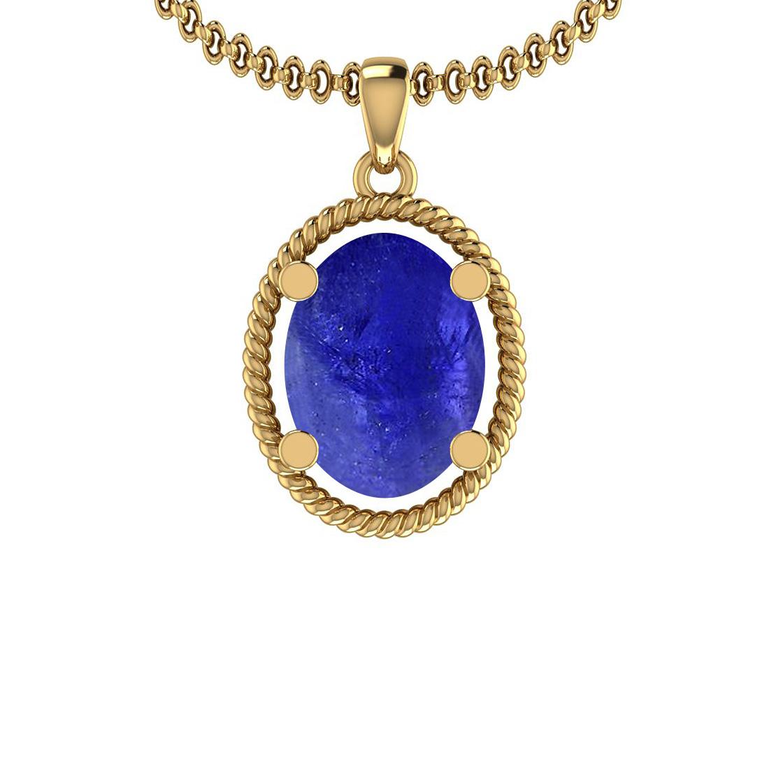 Certified 6.50 Ctw Tanzanite 14K Yellow Gold Victorian Style Pendant