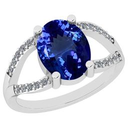 5.00 Ctw VS/SI1 Tanzanite And Diamond 14K White Gold halo Ring