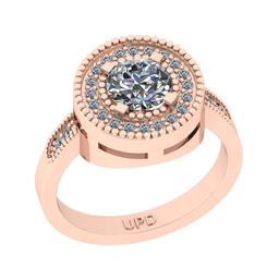 1.12 Ctw SI2/I1 Gia Certified Center Diamond 14K Rose Gold Wedding Halo Ring